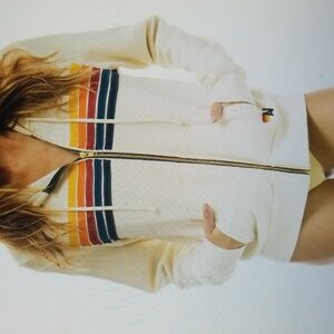 Aviator Nation 5 Stripe Hoodie-Vintage White